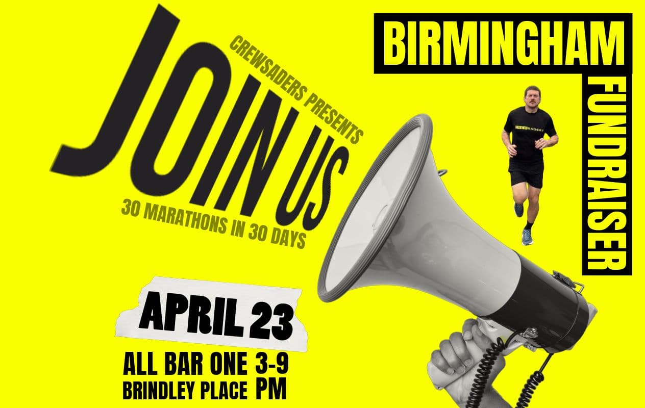 Birmingham Fundraiser - Join Us at All Bar One Brindley Place, April 23, 3PM to 9PM, 30 Marathons in 30 Days