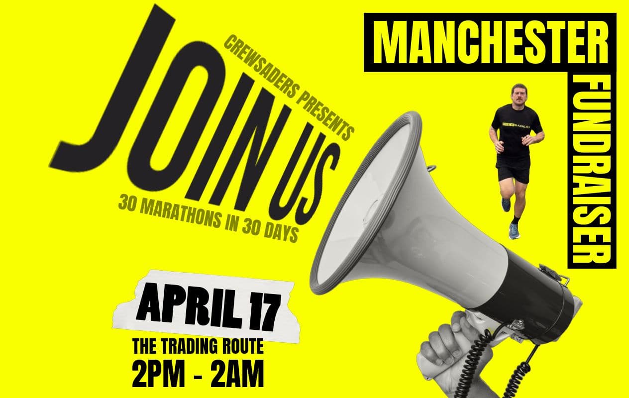 Manchester Fundraiser - Join Us at The Trading Route, April 17, 2PM to 2AM, 30 Marathons in 30 Days